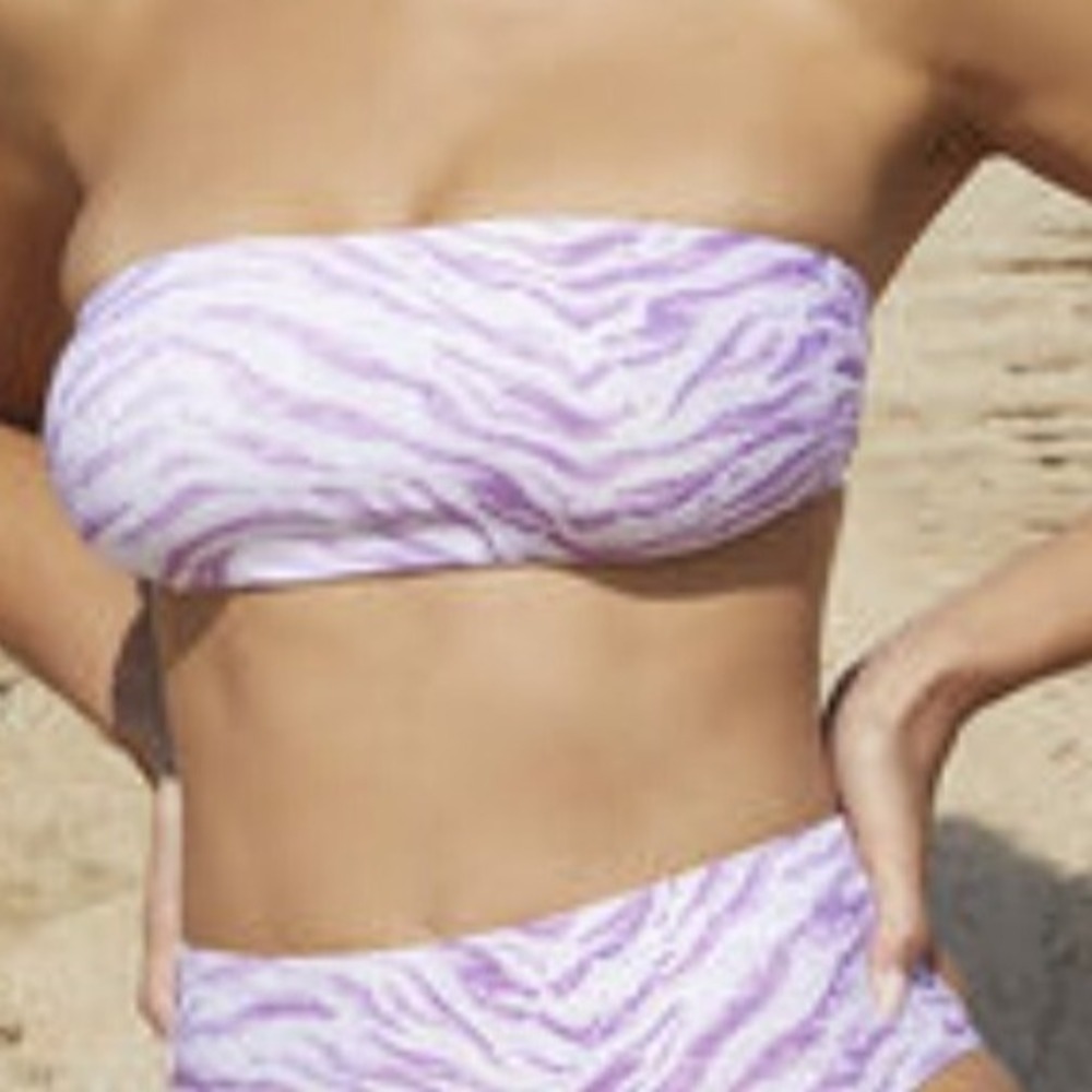 Pacsun Salero Bandeau Women's XS Purple White Animal Print Bikini Swim Top